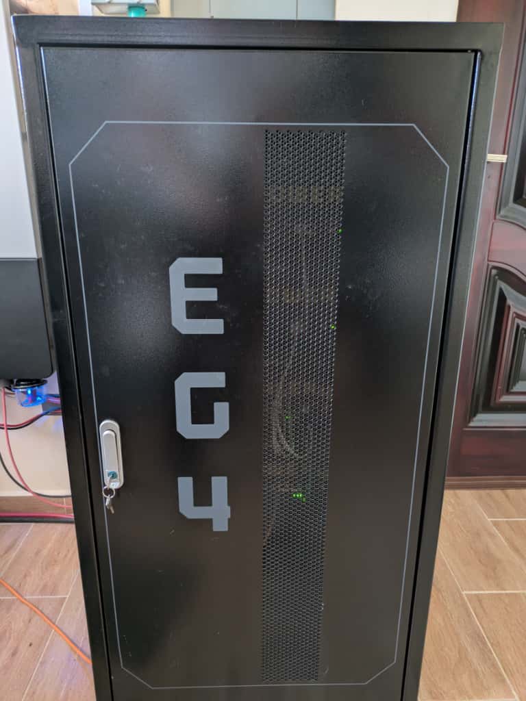 Solar batteries in cabinet